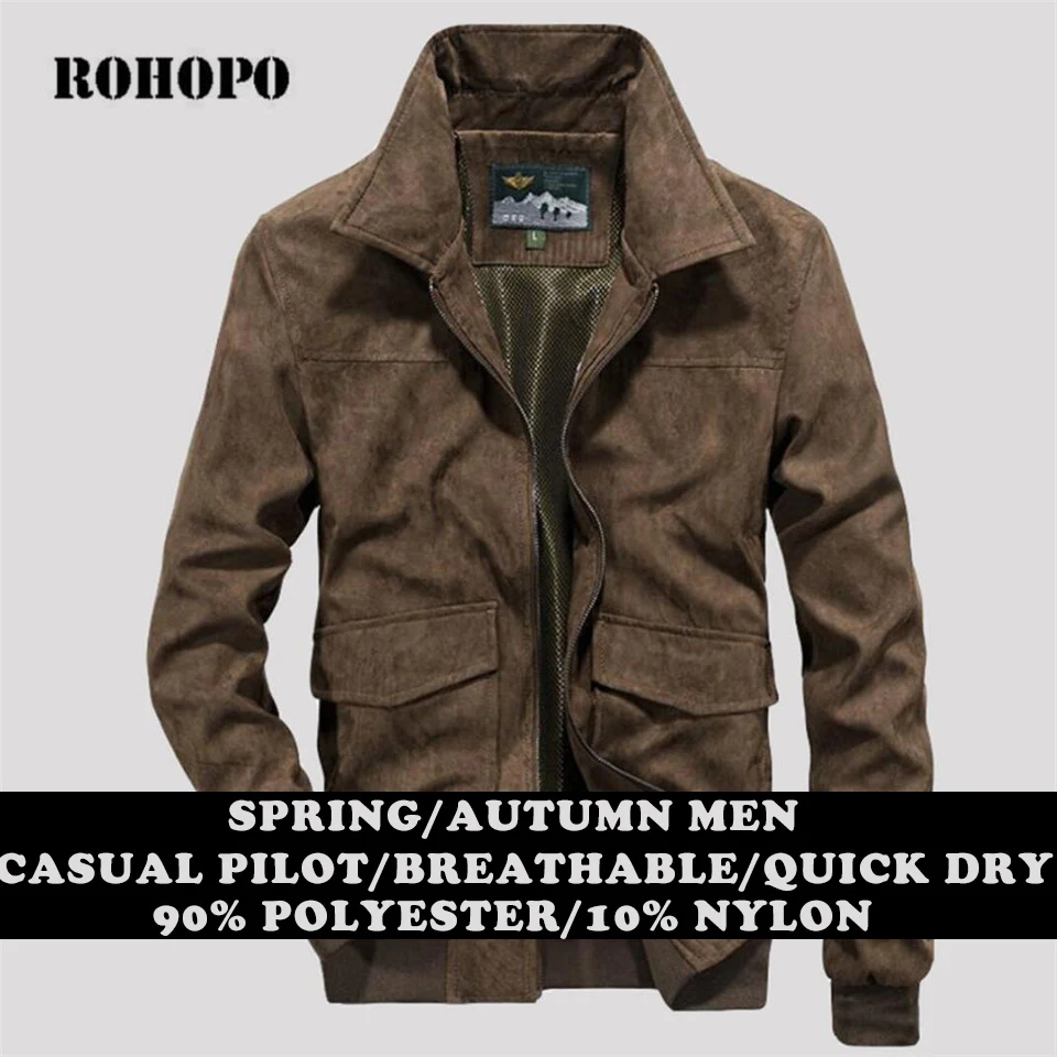 ROHOPO Men Jacket Pilot Casual Quick Dry Jackets Man Breathable Spring Air Quality Outwear Male Coffee Autumn Bomber Straight
ROHOPO Men Jacket Pilot Casual Quick Dry Jackets Man Breathable Spring Air Quality Outwear Male Coffee Autumn Bomber Straight