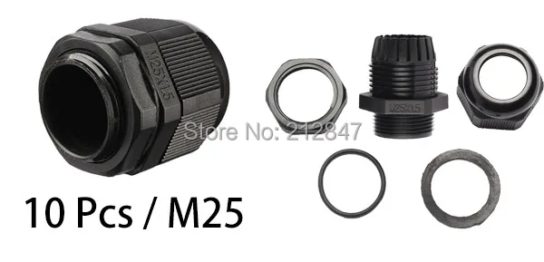 10 Pcs M25 Waterproof IP68 Nylon Cable Gland Joint Adjustable Locknut for 13mm-18mm Dia Cable Wire A