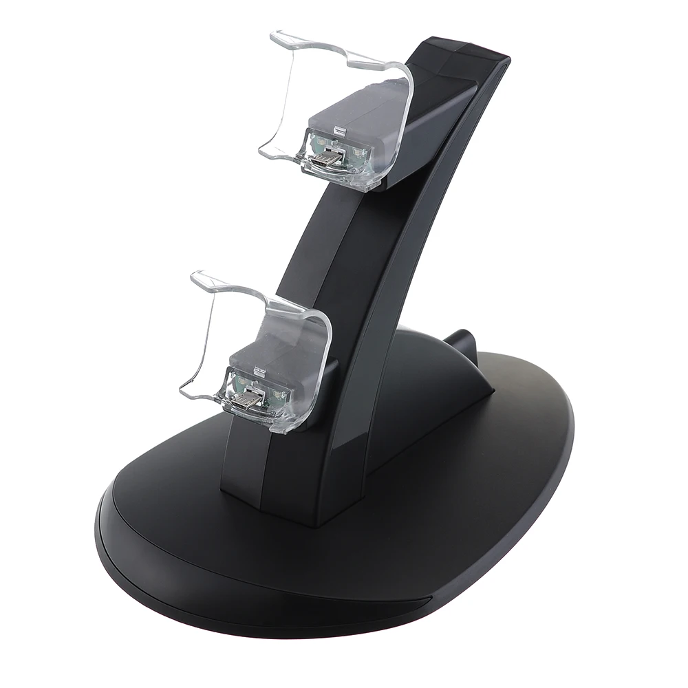 LED Dual USB Charging Dock Station for Sony PS4 Gaming Controller w/ Analog Thumbstick Grips