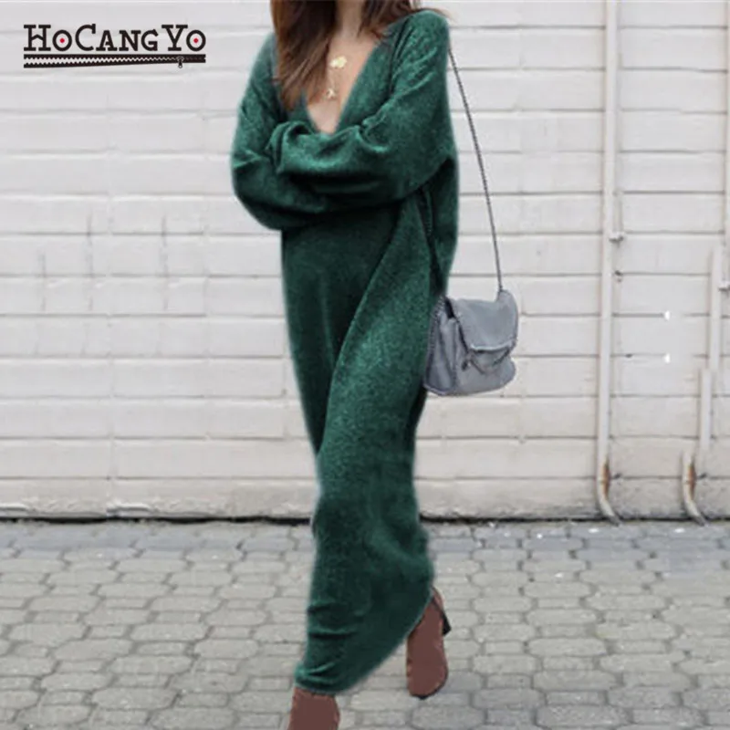 HCYO Women Maxi Dress with Long Sleeve V Neck Solid Loose Knitted Sweater Long Dresses Women Casual Sexy Maxi Dresses Robe Pull
HCYO Women Maxi Dress with Long Sleeve V Neck Solid Loose Knitted Sweater Long Dresses Women Casual Sexy Maxi Dresses Robe Pull