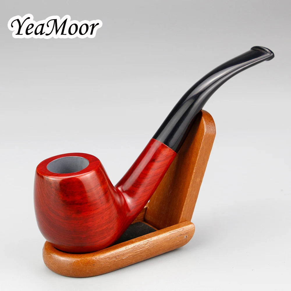 Vintage Bent Smoking Pipe with Wooden Stand 9mm Filter Sandal Wood Pipe Handmade Tobacco Pipe Open-Close Wood Holder
Vintage Bent Smoking Pipe with Wooden Stand 9mm Filter Sandal Wood Pipe Handmade Tobacco Pipe Open-Close Wood Holder