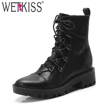WETKISS Thick Heels Women Ankle Boots Cross Tied Genuine Leather Footwear Platform Military Boot Round Toe Shoes Women 2018 New
WETKISS Thick Heels Women Ankle Boots Cross Tied Genuine Leather Footwear Platform Military Boot Round Toe Shoes Women 2018 New