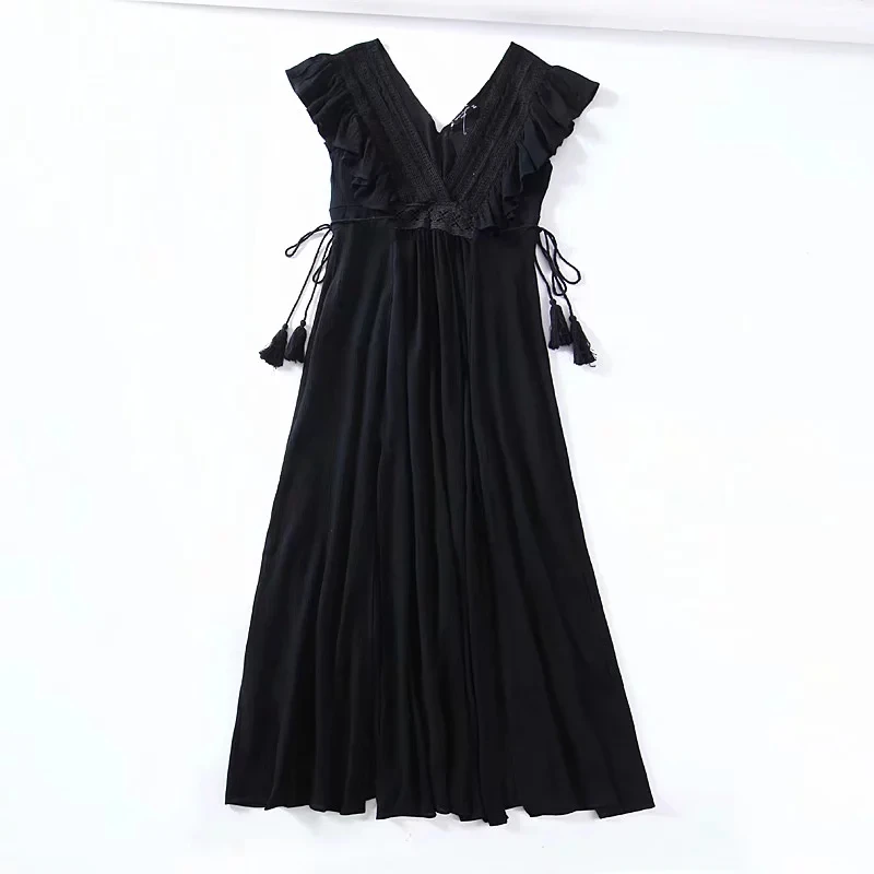 New vintage women patchwork lace dress 2019 summer ladies elegant tassel dresses party girls chic pleated cotton dress feminine
New vintage women patchwork lace dress 2019 summer ladies elegant tassel dresses party girls chic pleated cotton dress feminine