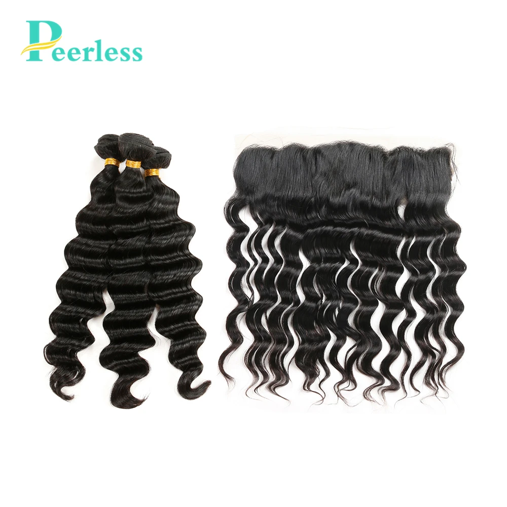 PEERLESS Virgin Hair Brazilian Loose Wave Bundles With Frontal 13*4 Swiss Lace Natural Color Raw Human Hair Extensions
PEERLESS Virgin Hair Brazilian Loose Wave Bundles With Frontal 13*4 Swiss Lace Natural Color Raw Human Hair Extensions