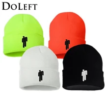2019 billie eilish gorro de malha chapéus unissex sólido hip-hop skullies malha chapéu de inverno 12 cores ao ar livre esporte casual boné(China)