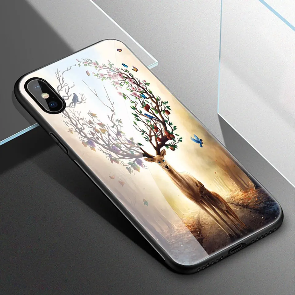 Luxury Tempered Glass Case For iPhone XS Max XR X Coque iPhone8 Silicone Pattern iPhonexs Phone Case For iPhone XS 6 6S 7 8 Plus (19)