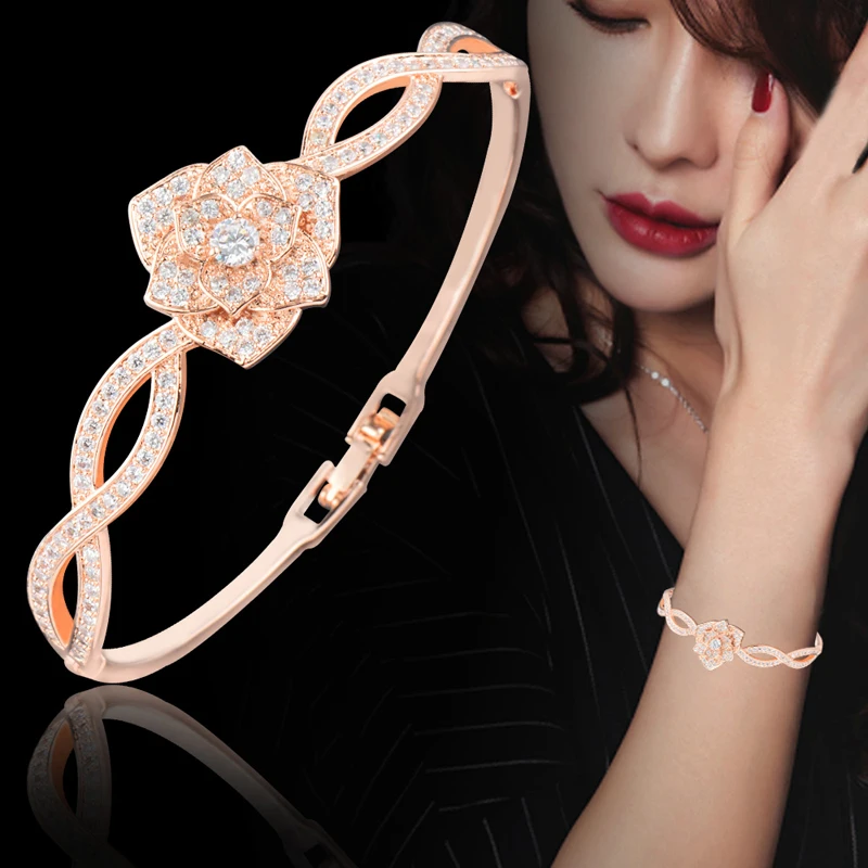 SINLEERY Gorgeous CZ Stones Flower Bracelet Rose Gold Color Luxury Crystal Bangle For Women Bridal Wedding Jewelry CZ069 SSH
SINLEERY Gorgeous CZ Stones Flower Bracelet Rose Gold Color Luxury Crystal Bangle For Women Bridal Wedding Jewelry CZ069 SSH
