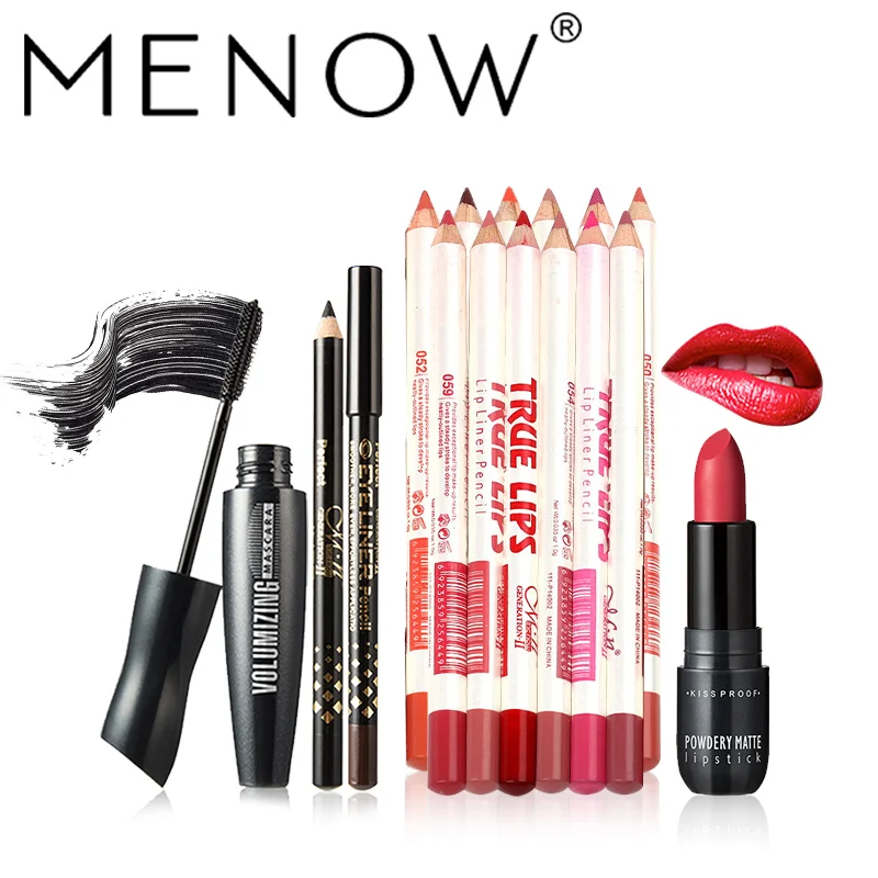 MENOW Makeup set 12Color/set Lip liner& Kiss Proof Matte Lipstick & Waterproof Slender Mascara gift two Pencil Cosmetic kit 5491
MENOW Makeup set 12Color/set Lip liner& Kiss Proof Matte Lipstick & Waterproof Slender Mascara gift two Pencil Cosmetic kit 5491