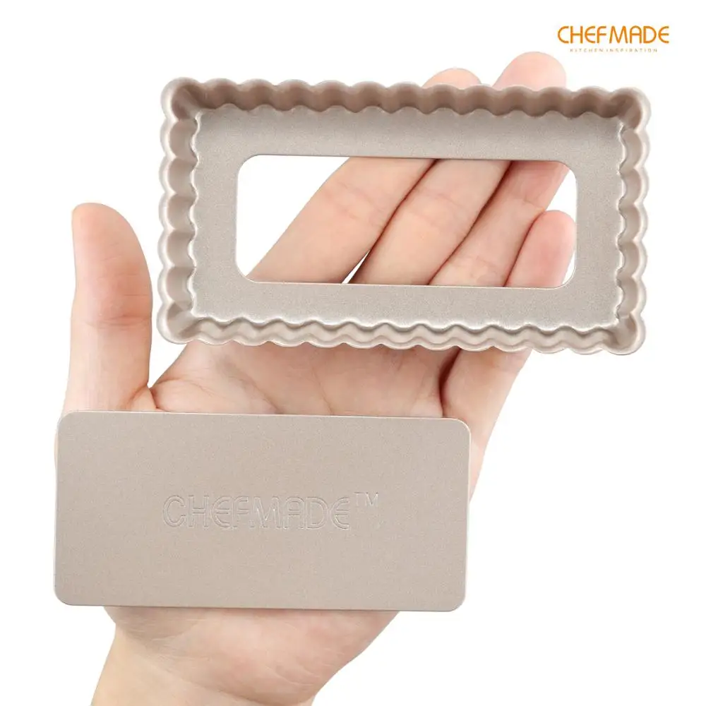 CHEFMADE Mini Tart Pan Set ,4-Inch with Removable Loose Bottom Non-Stick Rectangle Quiche Bakeware,FDA Approved
CHEFMADE Mini Tart Pan Set ,4-Inch with Removable Loose Bottom Non-Stick Rectangle Quiche Bakeware,FDA Approved