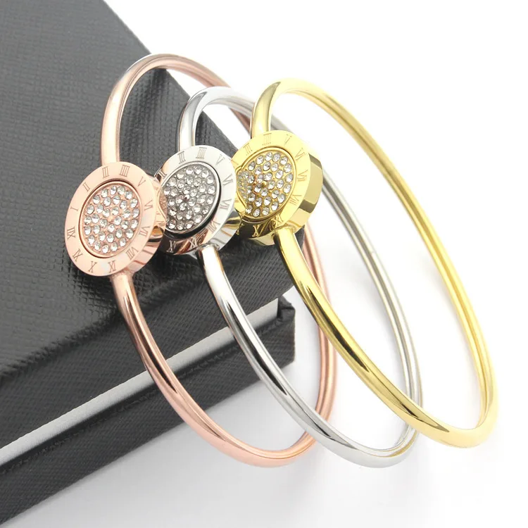 New fashion titanium steel jewelry Roman numerals round full zircon bracelets rose gold curved bracelet bangle for women
New fashion titanium steel jewelry Roman numerals round full zircon bracelets rose gold curved bracelet bangle for women