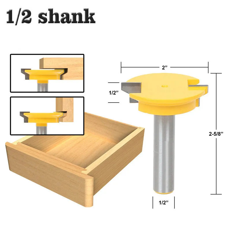 1pc 12.7mm 1/2" Shank Reversible Drawer Front Joint Wood Router Bit Tungsten Carbide Drawer Lock Bit Cutter For Wood
1pc 12.7mm 1/2" Shank Reversible Drawer Front Joint Wood Router Bit Tungsten Carbide Drawer Lock Bit Cutter For Wood