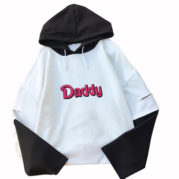 Fake Two Pieces Splicing Autumn T Shirt Harajuku Causal Funny Letter DADDY Print Tee Wome Korean Clothes Long Sleeve Hooded Tops
Fake Two Pieces Splicing Autumn T Shirt Harajuku Causal Funny Letter DADDY Print Tee Wome Korean Clothes Long Sleeve Hooded Tops