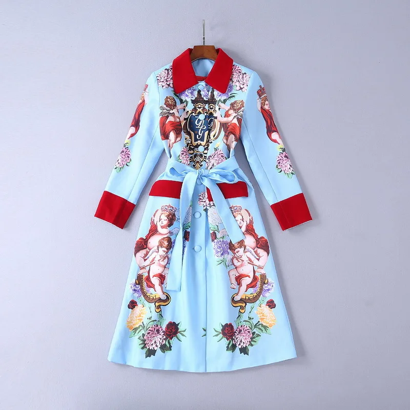 2018 Europe and America New Fashion High Quality Degin Angel Printed Adjustable Waist Slim Turn-down Collar Luxury Coat Trench
2018 Europe and America New Fashion High Quality Degin Angel Printed Adjustable Waist Slim Turn-down Collar Luxury Coat Trench