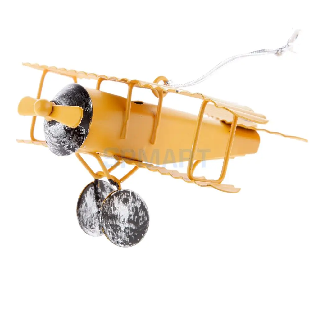 Collectible Metal Aircraft Model Biplane Plane Toy String Hanging Decoration