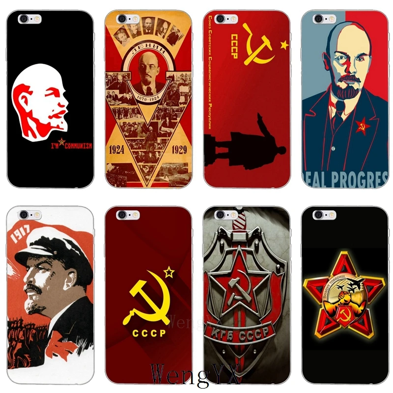 

lenin Soviet Union flag slim Ultra Thin TPU Soft phone cover case For iPhone 4 4s 5 5s 5c SE 6 6s 7 8 plus X XR XS Max