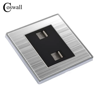 COSWALL Luxury Wall Telephone Socket With Internet RJ45 Outlet Enchufe Stainless Steel Brushed Silver Panel Computer Plug
COSWALL Luxury Wall Telephone Socket With Internet RJ45 Outlet Enchufe Stainless Steel Brushed Silver Panel Computer Plug