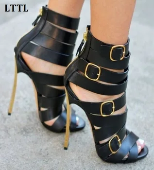 New Arrival Metal Thin Heels Women Sandals Black Cut-Outs Summer Ankle Boots Plus Size Fashion Peep Toe High Heels Shoes Woman
New Arrival Metal Thin Heels Women Sandals Black Cut-Outs Summer Ankle Boots Plus Size Fashion Peep Toe High Heels Shoes Woman