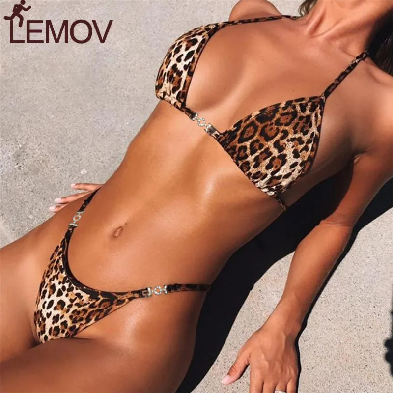 LEMOV Sexy Leopard Print Bikini Low Waist Wire Free Hanging Neck Swimsuit High Quality Polyester Elastic Fabric Bikinis Hot Sale
LEMOV Sexy Leopard Print Bikini Low Waist Wire Free Hanging Neck Swimsuit High Quality Polyester Elastic Fabric Bikinis Hot Sale
