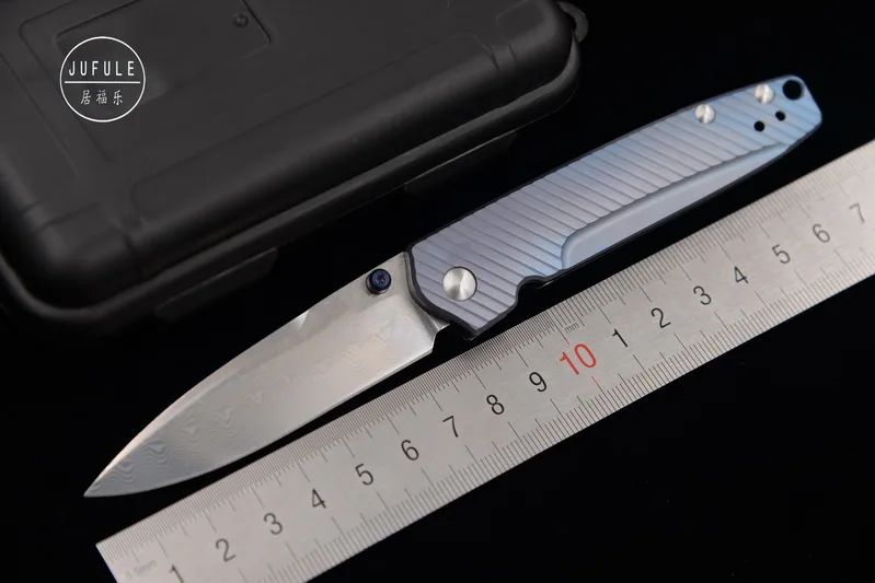 JUFULE 2018 Made 485 Real Swedish Damascus Blade Titanium handle folding camping Pocket Survival hunt EDC Tool kitchen knife 
JUFULE 2018 Made 485 Real Swedish Damascus Blade Titanium handle folding camping Pocket Survival hunt EDC Tool kitchen knife