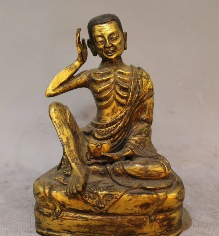 7" Tibet Buddhism Bronze 24K Gold Gild Temple Arhat Milarepa Deer Buddha Statue
7" Tibet Buddhism Bronze 24K Gold Gild Temple Arhat Milarepa Deer Buddha Statue