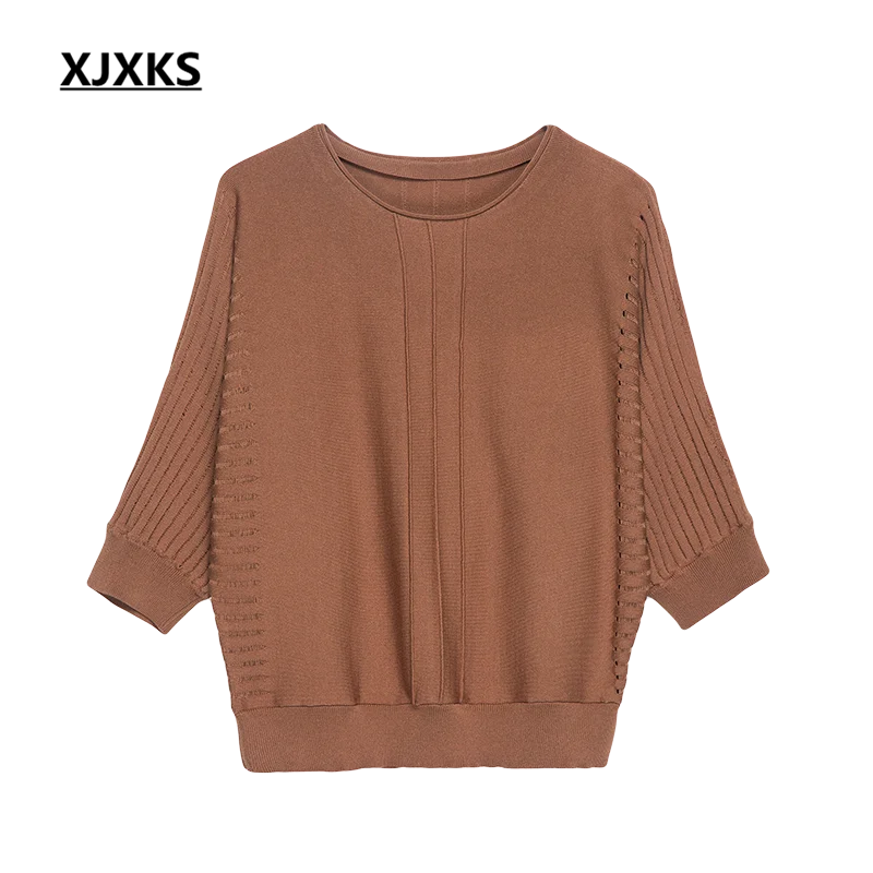 XJXKS Women's Sweater 2018 Spring And Summer Knitted Thin Bat Sleeved Cashmere Sweater and Pullover Loose Large Size Women's Top
XJXKS Women's Sweater 2018 Spring And Summer Knitted Thin Bat Sleeved Cashmere Sweater and Pullover Loose Large Size Women's Top