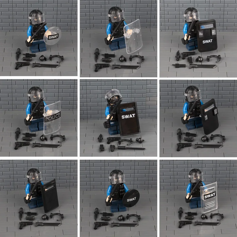 Police Weapon Bricks SWAT Shield Military Soldiers Helmet Building Blocks Gas Mask Accessories Brick Toy For Children
Police Weapon Bricks SWAT Shield Military Soldiers Helmet Building Blocks Gas Mask Accessories Brick Toy For Children