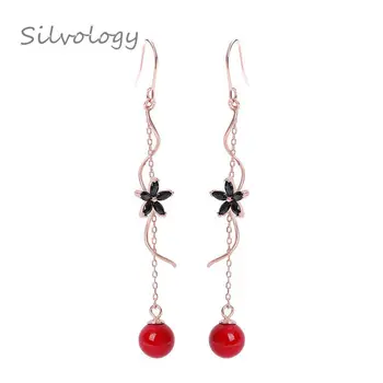 Silvology 925 Sterling Silver Zircon Flower Long Tassel Female Earrings Rose Gold Elegant Red Bead Drop Earrings Fine Jewelry
Silvology 925 Sterling Silver Zircon Flower Long Tassel Female Earrings Rose Gold Elegant Red Bead Drop Earrings Fine Jewelry