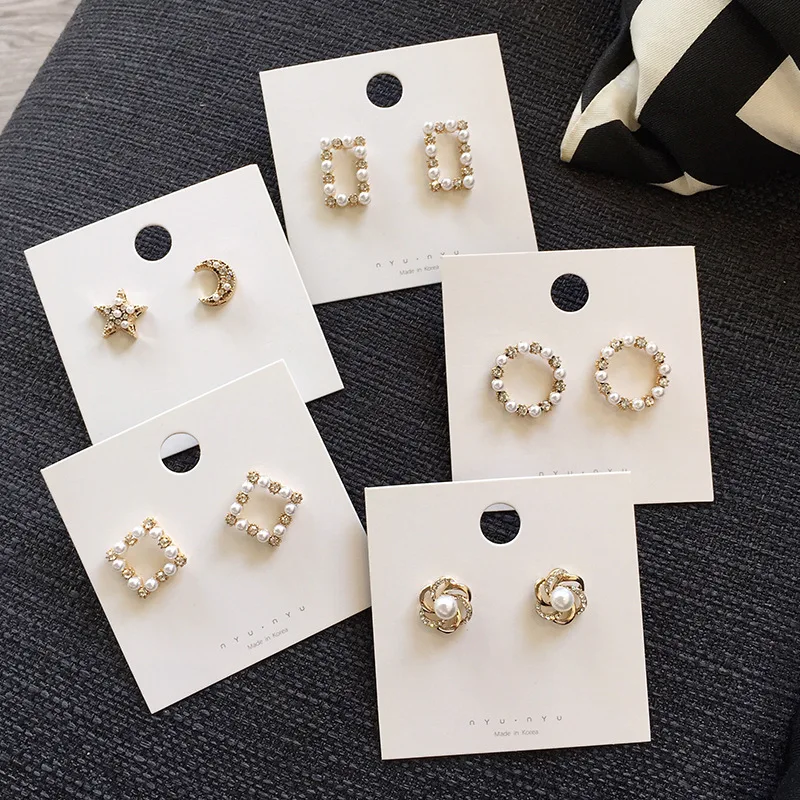 simple geometric flower with pearl ear studs asymmetric temperament star-moon Earrings personality Set Earrings
simple geometric flower with pearl ear studs asymmetric temperament star-moon Earrings personality Set Earrings