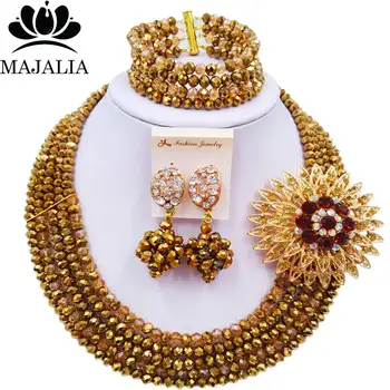 Majalia Fashion Classic Nigeria Wedding African Beads Jewelry Set Golden color Crystal necklace Bridal Jewelry Sets 5ST0043
Majalia Fashion Classic Nigeria Wedding African Beads Jewelry Set Golden color Crystal necklace Bridal Jewelry Sets 5ST0043