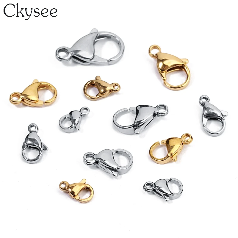 Фото Ckysee 25pcs/lot Golden Stainless Steel Lobster Clasps Hooks End Clasp Connectors For Diy Jewelry Necklace Material | Украшения и