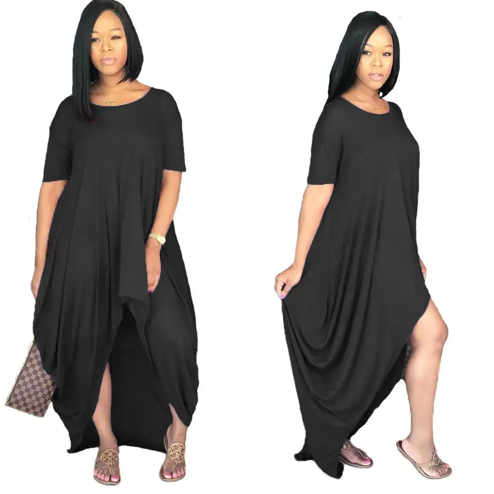 Women Dress Sexy Hedging Loose O-neck Irregular 2019 Summer Casual Solid Large Size Short Sleeve Dresses Black Vestidos
Women Dress Sexy Hedging Loose O-neck Irregular 2019 Summer Casual Solid Large Size Short Sleeve Dresses Black Vestidos