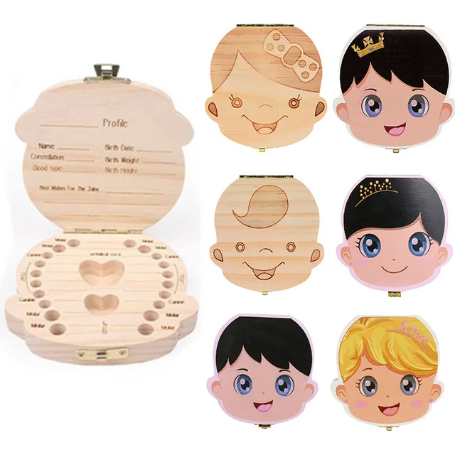 Baby Tooth Box Portugal Dutch Organizer Save Boxes Milk teeth organizer Wood Storage Album Keepsake Souvenir | Мать и ребенок