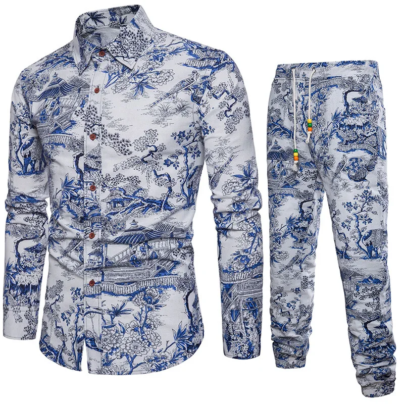 New Men 2 Piece Set Tracksuit Casual Shirt Suits Line Cotton 3d Print Slim Fit Breathable Top And Pants Trousers Men's Flax Set
New Men 2 Piece Set Tracksuit Casual Shirt Suits Line Cotton 3d Print Slim Fit Breathable Top And Pants Trousers Men's Flax Set