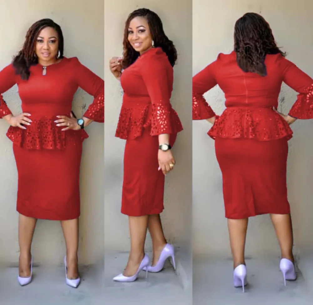 African dresses for women 2019 Flare sleeve round neck cropped sleeve dress elegant party dress for office women dress
African dresses for women 2019 Flare sleeve round neck cropped sleeve dress elegant party dress for office women dress