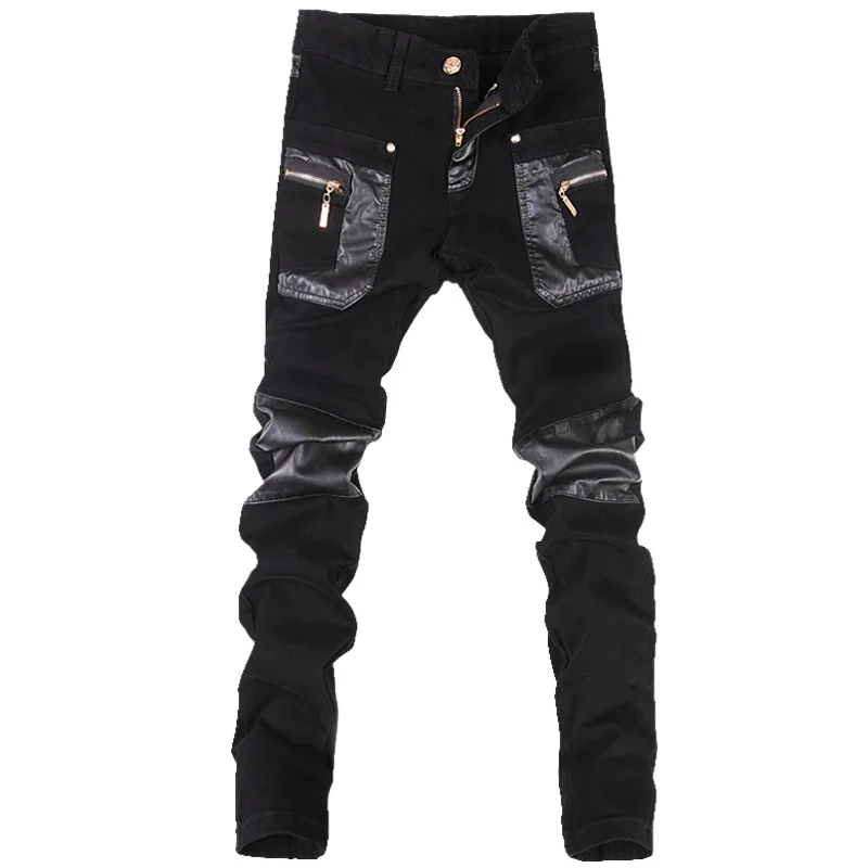Korean style cool fashion Mens punk pants with leather zippers Black color Tight skenny Plus size 33 34 36 Rock trousers
Korean style cool fashion Mens punk pants with leather zippers Black color Tight skenny Plus size 33 34 36 Rock trousers
