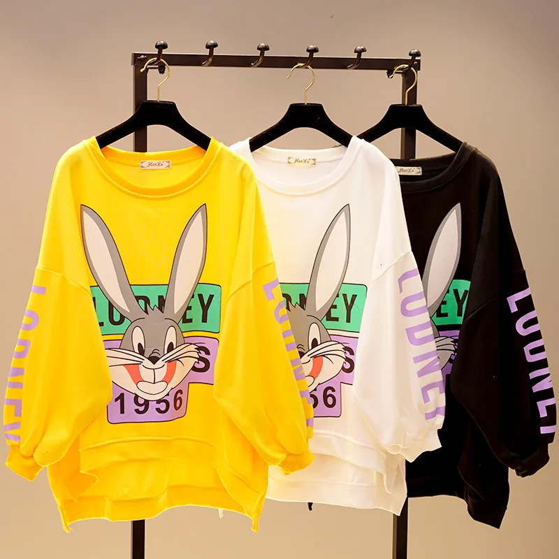 Autumn Loose Steatshirt Women Harajuku Cute Cartoon Rabbit Print Round Collar Pullover Jacket Female Student Batman Sleeve Coat
Autumn Loose Steatshirt Women Harajuku Cute Cartoon Rabbit Print Round Collar Pullover Jacket Female Student Batman Sleeve Coat