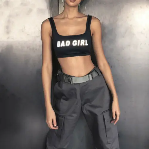 Women Fashion Casual Reflective Bad Girl Letter Tops Vest Sleeveless Crop Top Tank Top
Women Fashion Casual Reflective Bad Girl Letter Tops Vest Sleeveless Crop Top Tank Top