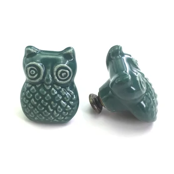 

5x OWL Shape Ceramic Cabinet Drawer Knobs Kids Wardrobe Handles Furniture Dresser Closet Cupboard Rural Vintage Porcelain Pulls