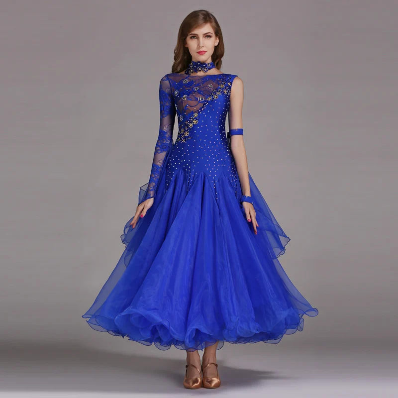 Modern dance dress single lace sleeve performance clothes rhinestones decoration HB194
Modern dance dress single lace sleeve performance clothes rhinestones decoration HB194