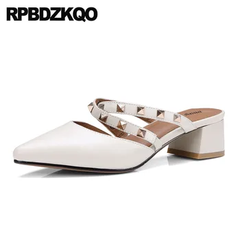 Sandals Thick Genuine Leather Rivet White Size 4 34 Brand Women Shoes 2018 Summer Stud Medium Heels Pointed Toe Mules Slipper
Sandals Thick Genuine Leather Rivet White Size 4 34 Brand Women Shoes 2018 Summer Stud Medium Heels Pointed Toe Mules Slipper