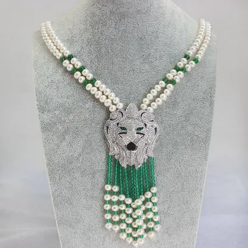 Lion Tassel Pendant Necklace Multistrand Pearls Necklace 6-7mm Semiround Genuine Pearl Autumn Coat Chain Sweater Necklace
Lion Tassel Pendant Necklace Multistrand Pearls Necklace 6-7mm Semiround Genuine Pearl Autumn Coat Chain Sweater Necklace