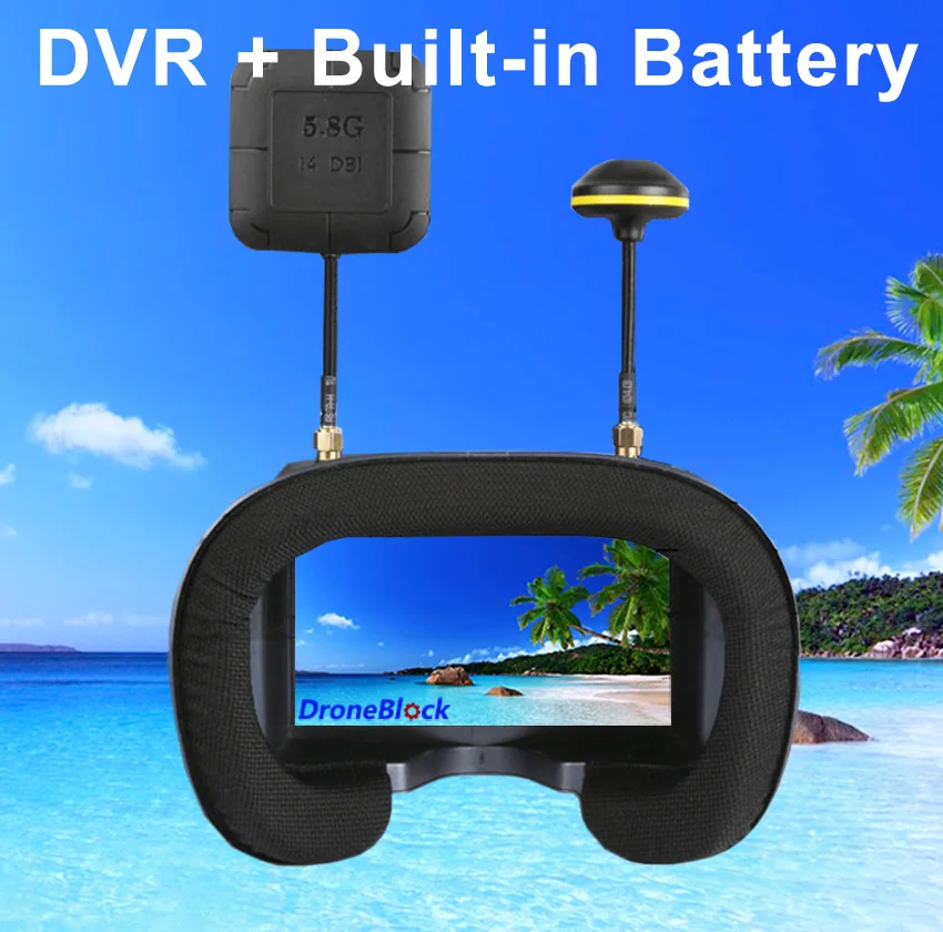 

FPV Goggles 4.3 inch 480*272 5.8G 40CH Built-in Battery DVR Diversity with Mushroom /Plate Antenna For RC Model