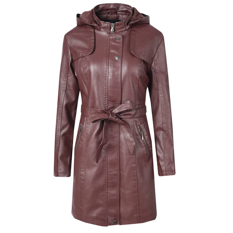 Women Overcoat Winter Girls Brown Hooded Jacket PU Leather Female Top Coat Long Sleeve Lady Thick Warm Faux Leather Windbreaker
Women Overcoat Winter Girls Brown Hooded Jacket PU Leather Female Top Coat Long Sleeve Lady Thick Warm Faux Leather Windbreaker