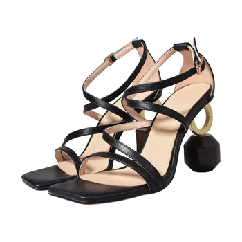 Summer Sexy Open Toe Woman Sandal Fashion Strange heels Ankle Strap Gladiator Shoes Cutouts Leather Sandal Black White
Summer Sexy Open Toe Woman Sandal Fashion Strange heels Ankle Strap Gladiator Shoes Cutouts Leather Sandal Black White