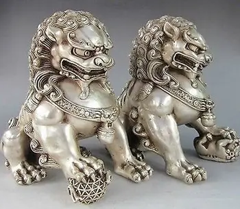 Big 15cm A Pair Chinese Feng Shui tibet silver Rare Chinese Silver Guardian Lion Foo Fu Dog Statue 2pcs Garden Decoration Bronze 
Big 15cm A Pair Chinese Feng Shui tibet silver Rare Chinese Silver Guardian Lion Foo Fu Dog Statue 2pcs Garden Decoration Bronze