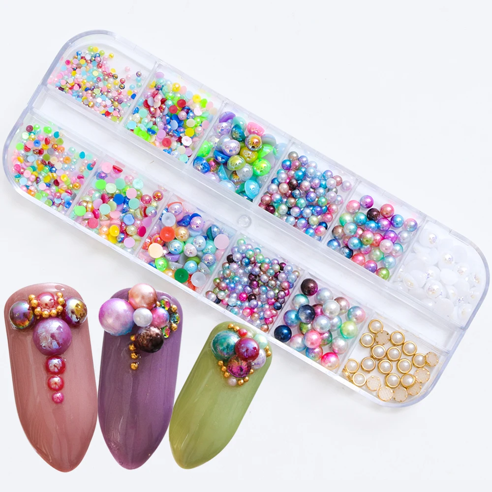 12 Grids/set Mermaid Gradient Pearls Nail Decorations Rainbow Mixed Size 3D Rhinestones Manicure Accessories For Nail Art TRHCP
12 Grids/set Mermaid Gradient Pearls Nail Decorations Rainbow Mixed Size 3D Rhinestones Manicure Accessories For Nail Art TRHCP