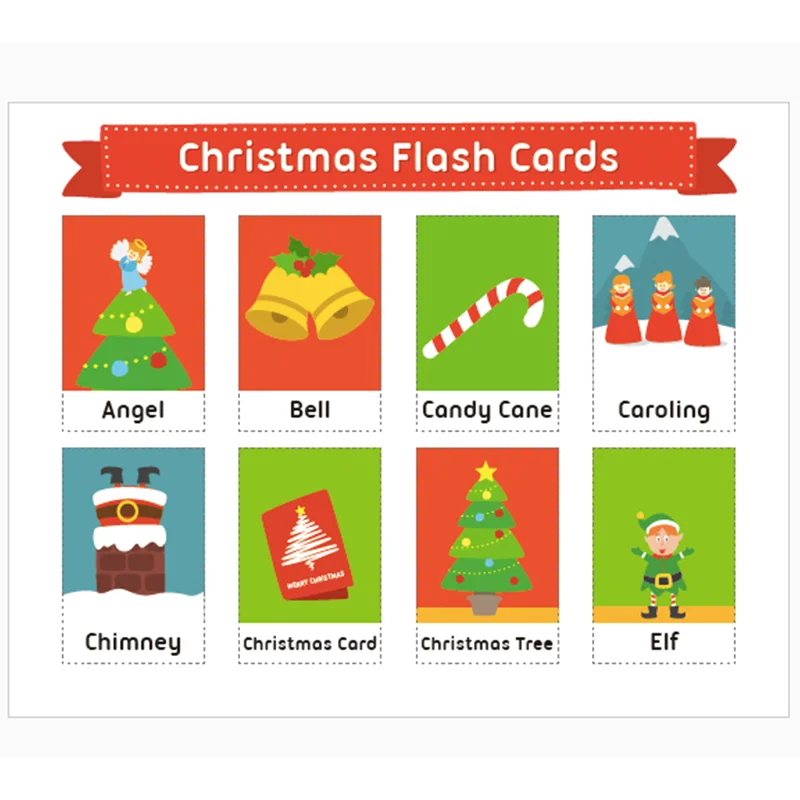 3pcs Set Christmas English Word Card Learning Flash Cards Kids Gifts Montessori Education Wall Classroom Decoration A4 Big Card Aliexpress