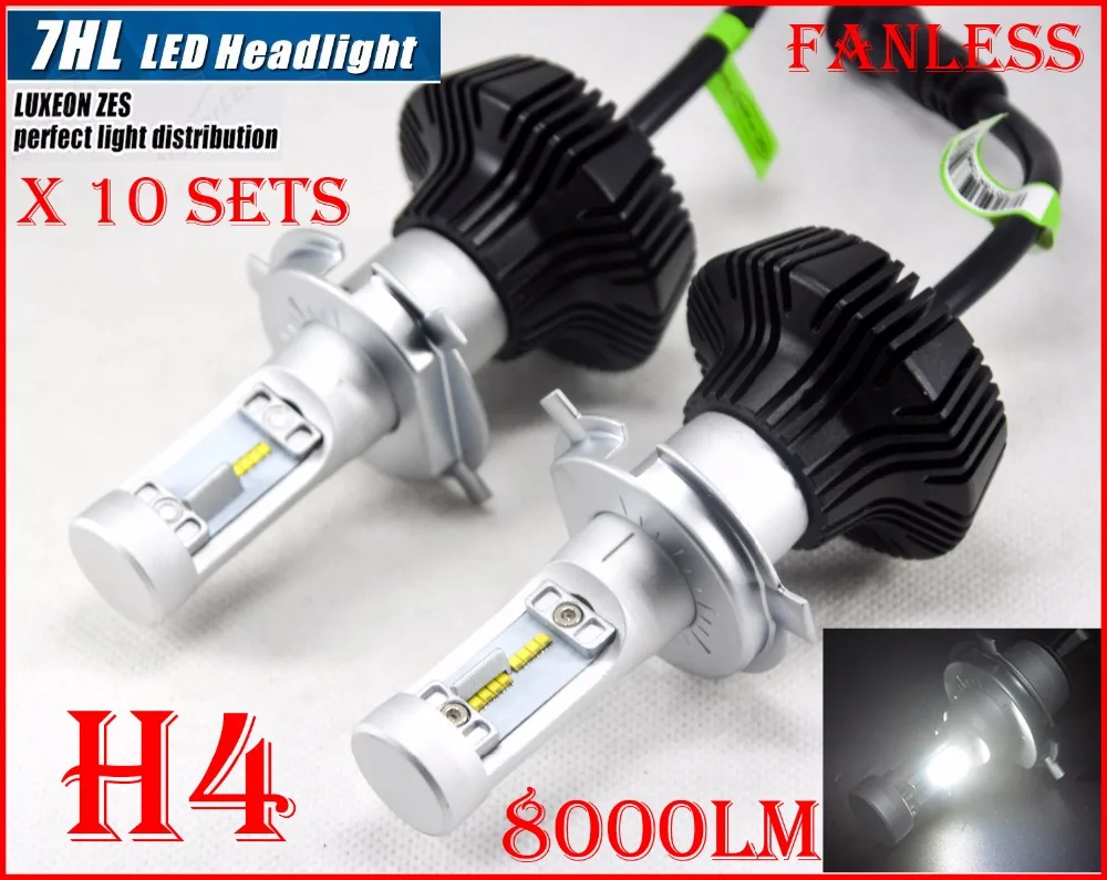 DHL 10 Sets H4 9003 HB2 50W 8000LM G7 LED Headlight Headlamp 32SMD LUXEON ZES LUMILED Chips Fanless 6500K High/Low Beam Driving
DHL 10 Sets H4 9003 HB2 50W 8000LM G7 LED Headlight Headlamp 32SMD LUXEON ZES LUMILED Chips Fanless 6500K High/Low Beam Driving
