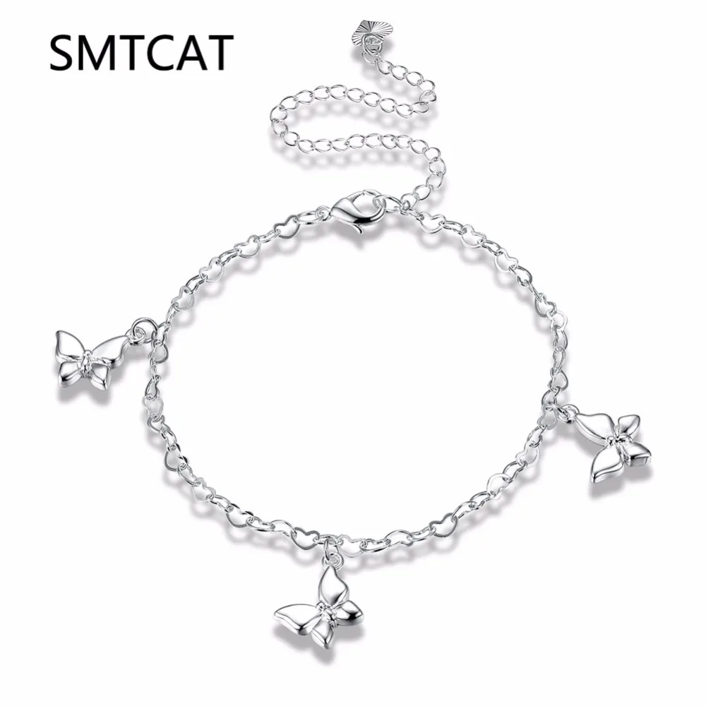 

Delicate Three Butterfly Anklet 925 true Sterling Silver Chain Bracelet Women Girl Lover Barefoot Fashion Foot Chain Jewelry