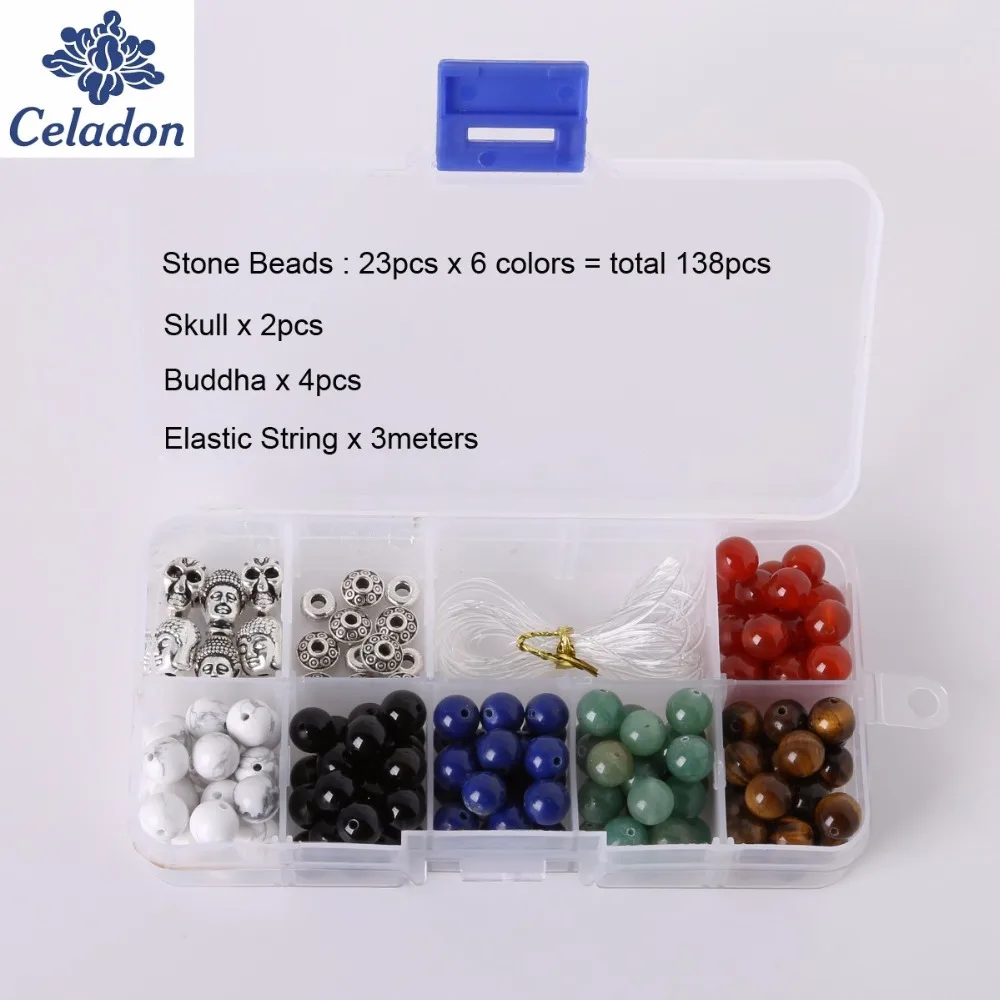 Hot Sale Natural Stone Beads DIY Beads Set 138/276pcs 6/12 colors 8mm beads+18/36pcs alloy beads+5m cord for Bracelet Making
Hot Sale Natural Stone Beads DIY Beads Set 138/276pcs 6/12 colors 8mm beads+18/36pcs alloy beads+5m cord for Bracelet Making